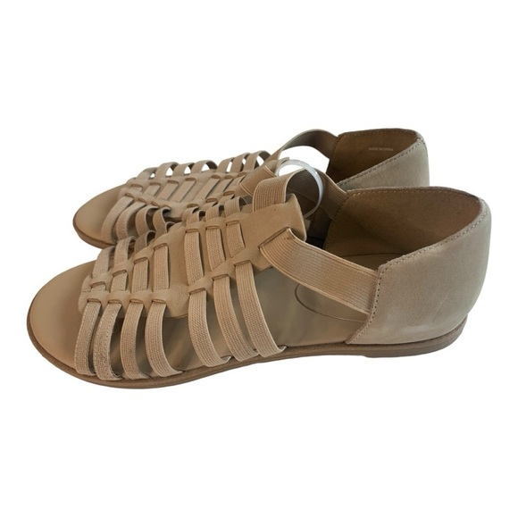 Eileen Fisher Tan Huarache Leather Strappy Rato Sandals 6.5 - Picture 1 of 5